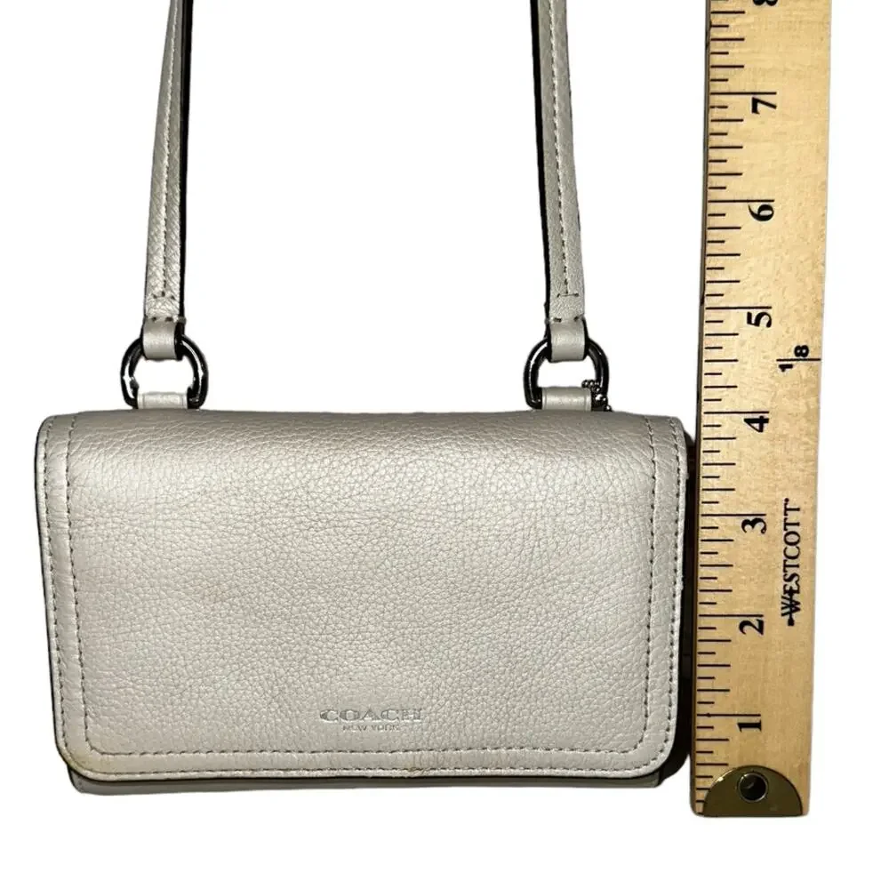 Coach Pearl Cream Metallic Crossbody Wallet Convertible Leather Crossbody Purse - Picture 11 of 14